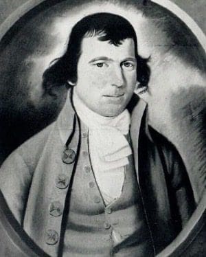 ack-and-white portrait of Dr. Elisha Cullen Dick (1762–1825), a prominent Alexandria physician and civic leader who attended George Washington during his final illness. The image is reproduced from Our Town at Gadsby’s Tavern (Alexandria Association, 1956, Plate VII).