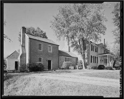 Historic view of LaGrange plantation in Port Tobacco, Maryland, where Dr. James Craik established his medical practice and family home after 1758.
